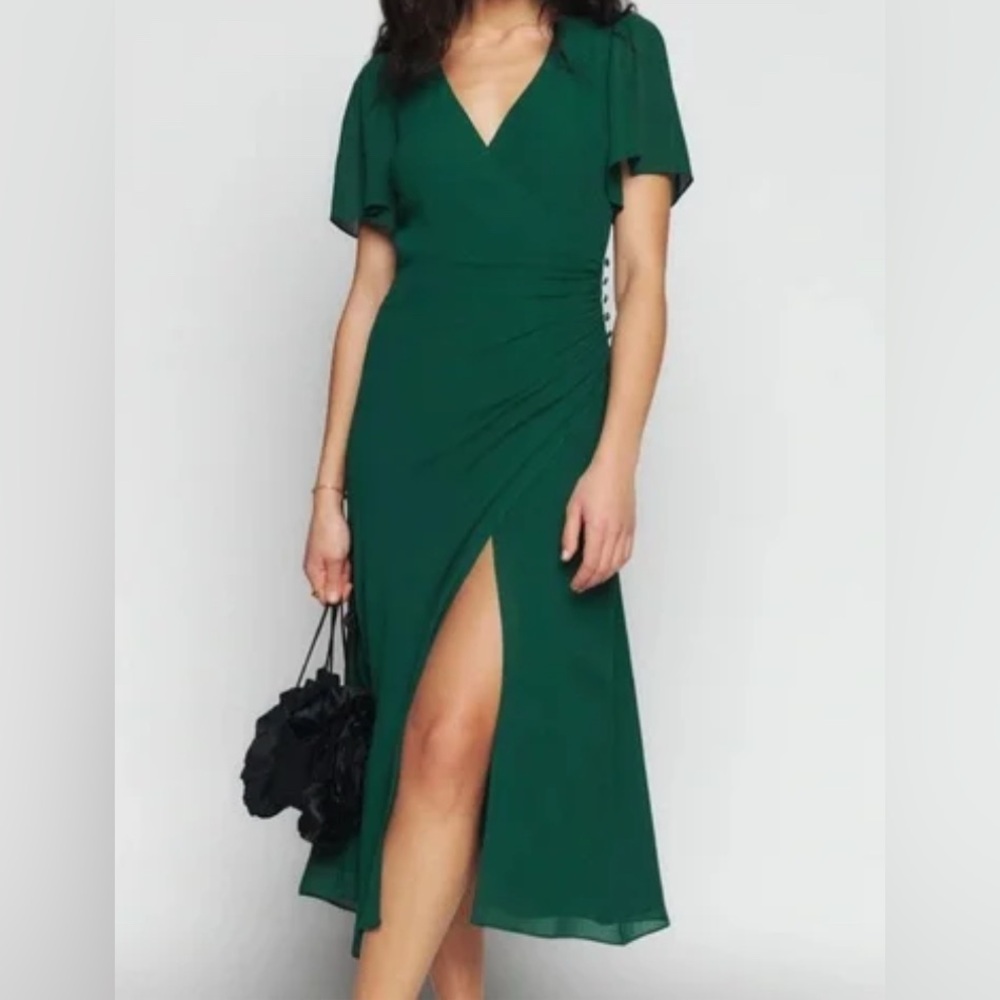 NWT- Reformation Breanna Dress - Emerald Green